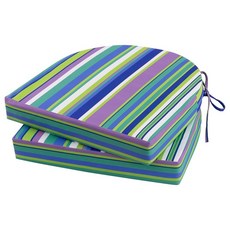 Topotdor 야외 의자 쿠션 2개 세트 43.2 x 40.6 5.1cm(17 16 2인치) 가구용 방수 파티오 쿠션 라운드 코너 시트 색상 견뢰도 패드 타이 포함 그, 19"x19"x3"(2 Pack-U Shaped), 블루 스트라이프