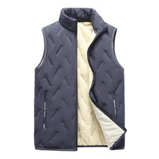 男款大尺碼防風保暖多口袋刷毛鋪棉馬甲背心