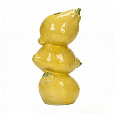 꽃병 레몬 스택 꽃병 상큼한 인테리어 소품 거실 침실 데코, 노란색