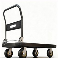 강판 소형 접이식 손수레 4바퀴 가정용 휴대용 트롤리 화물 운반 카트, 1개, 검정색
