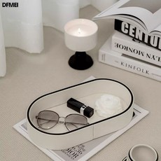 DFMEI 橢圓形紙巾盒, 橢圓玄關收納盤-奶油白