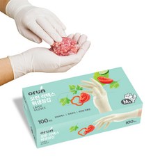 오런 라텍스 위생장갑 M, 밝은 아이보리, 중, 1개