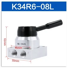 공압 수동 로터리 밸브 K34R6-8D 실린더 제어 3 위치 4 방향, 01 K34R6-08L_02 4mm joint, 01 K34R6-08L_02 4mm joint