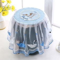 防塵蓋布 空氣炸鍋套 通用型 圓形 科技布藝 廚房防油 電飯煲防塵罩 微波爐蓋罩, 天藍色鹿天鵝, 1個