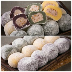 흑미 호박 쑥 삼색두텁떡 1.8kg (약 30개) 국산 찹쌀과 견과류가 듬뿍 담긴 아침대용 떡 간식, 60g, 30개