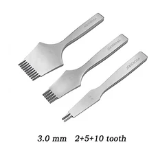 광택 가죽 구멍 펀칭 도구 가시 다리미 세트 프렌치 코너 치즐 펀치 공예 바느질 타이 천공, 03 3.0mm 2 5 10 tooth, 1개