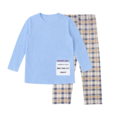 바디스윗 주니어 소프트 체크 파자마 상하의 세트