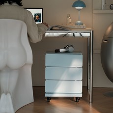 스핀 이동식 회전 서랍 수납 트롤리 3단 / 4colors, 스카이블루