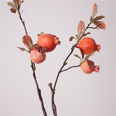 【仿真花 高品質】鞦幹果石榴 紅果髮財果擺件新年福桶年宵花diy金色石榴仿真花, 1個, 鞦幹果石榴-粉啡綠