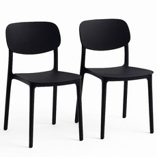 이엔비 일체형 인테리어 식탁의자, 2개, 블랙