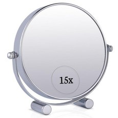 雙面化妝鏡 15倍放大, 銀色, 1個