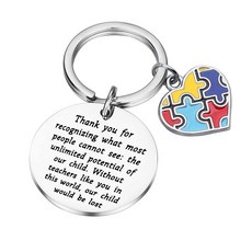 ENSIANTH 자폐증 교사 키체인 자폐증 교사 선물 자폐증 주얼리 선물 자폐증 교사 감사 선물 자폐증 교사 열쇠, 1개