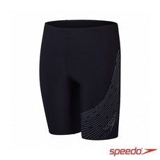 SPEEDO 男孩 運動及膝泳褲 Medley Logo 黑/炭灰