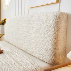 SHservice 침대헤드커버 덮개 쿠션 헤드보드 헤드, 1개, 베이지화이트리프