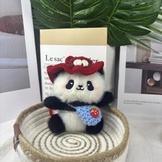 수공예 판다 인형 호랑이 모자 스타일 백걸레 선물 생일 선물 명절 선물 친구와 연인에게 드리는 제품, 1개, 빨간색