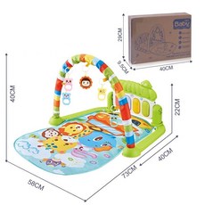 【台灣熱銷Top1】『商檢合格12H快速出貨』嬰兒健力架 寶寶健力架 健力架 哄睡神器 踢踢琴 嬰兒踢踢琴 腳踏鋼琴 嬰, 1個, 【944】動物交遊-綠