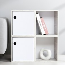 리드디 화이트 우드 공간박스 오픈형2p + 도어형2p, 1개