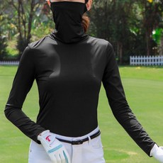 럭스골프 LuxGolf 여성 UV차단 기능성 스판 귀걸이 안면 마스크티 레이어드 기모 골프 이너웨어