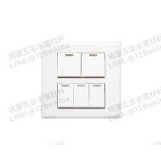 樹榮電工 新普系列-110V五按板螢光開關 SP-5858 螢光指示燈 附發票, 1個