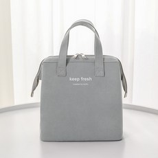 新款馬卡龍色大容量保溫保鮮手提飯盒袋牛津布鋼架午餐冰包, 1個, 灰色