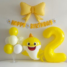 아기 상어 두돌 생일 풍선 파티 세트, 1세트