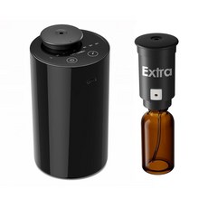 에센셜 오일용 에어버사 워터리스 디퓨저 배터리 작동 네뷸라이저 07 FlOz/ 20mL 용량 미니 향기 공기 기계 카운트다운 타이머 3개 및 가정 객실 자동차 사무실용 안개 수준, AN6 Black+ Extra Nozzle