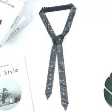 라인댄스 악세서리 비즈 댄스복벨트 큐빅 공연 액세서리, A. 블랙 다이아몬드 스카프