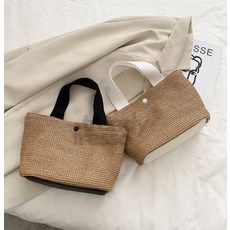 마켓터치드 심플 라탄 토트백 라탄백