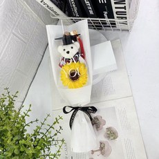 올리브파티 학사모 곰돌이 인형 조화 졸업식 수료식 꽃다발, 1개, A타입_화이트