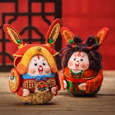 兔子刺繡DIY材料包 手工自縫兔爺布藝玩偶 情侶節日禮物, 兔爺-小仕女材料包,13*8cm, 1個