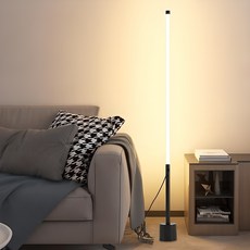ALLILIO LED 거실 침실 스탠드 조명 심플 창의성 장스탠드 눈보호, 블랙-전구색-10W