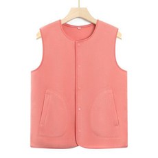 가을 겨울 여성 중년 엄마용 두꺼운 플리스 자켓, 2XL 50.0-57.5kg, 오렌지 플리스안감없는조끼