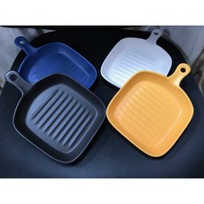 正好餐具 色釉單柄陶瓷方型烤盤(21*16*3cm) 耐熱250度 厚實陶瓷單柄設計 方便拿取【A0327】, 1個, 深藍色