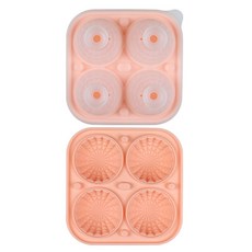 야구공 모양 얼음틀 비어 위스키 시원한 얼음 아이스 트레이 제빙기 제조기, 1개, 5_핑크 4칸 원형 다이아 5CM