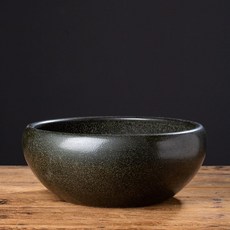 넓은 대형 세라믹 항아리 도자기 블랙 화분, 린넨색 중형 지름32CM