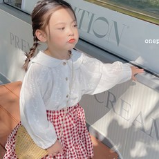 블라우스 여아 아동 유아 주니어 봄 프릴 자수볼륨