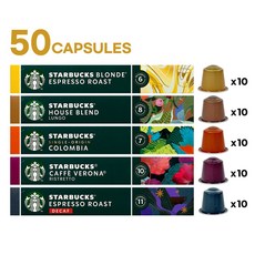 스타벅스 네스프레소 호환캡슐 5종 세트 50캡슐 블론드 하우스블렌드 콜롬비아 베로나 디카프