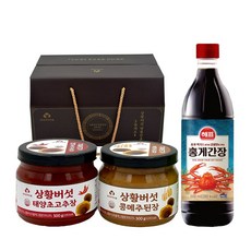 진조미 상황버섯 명품장류 세가지 세트(태양초고추장+콩메주된장+홍게간장), 1개, 500L