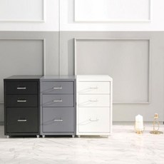 가구느낌 철제 서랍장, 블랙, 3단