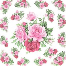 핑크장미 냅킨 5장, 혼합색상, 5개, 1세트