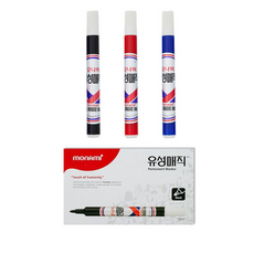 모나미 둥근닙 유성매직, 흑색, 12개입