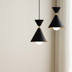 케이시조명 드레스 2등 식탁등 팬던트 조명(LED 볼전구 하얀불 포함 ), 블랙