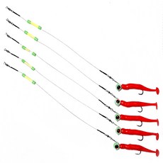 [낚핑TV] 13g지그헤드/3.5인치웜/고강도코팅강선30cm/5.2mm고축광튜브 /4mm케미/원탑 갈치루어채비., 1세트, 5개입