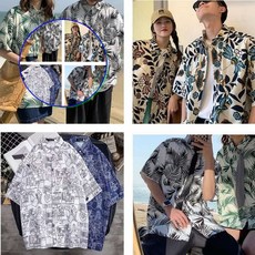 쌍문상회 비치반팔티 레쉬가드 루즈한 커플룩 40872EA