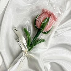 리빙릿 모루꽃 한송이 뜨개꽃 완제품 튤립 해바라기 조화, 1개, 핑크 로즈
