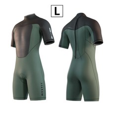 MYSTIC 防寒衣 3/2mm 後拉 短袖短褲 潛水衣 游泳衣 衝浪衣 風帆 溯溪保暖 平針, 綠L_25, 綠