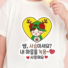 스승의날 어버이날 카네이션 일회용 의류 데코 스티커, 1개, 05.내 마음을 녹용_남아