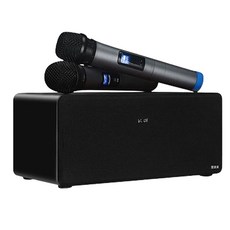 韻麥樂 KTV音響麥克風套裝 藍牙5.0無線連接 適用手機電腦電視, 黑色, 升級款80瓦黑色音響充電★雙麥★內置聲卡★DSP音效