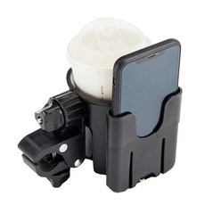 메이트몰 2in1 유모차 컵홀더 스마트폰 거치대, 블랙, 1개