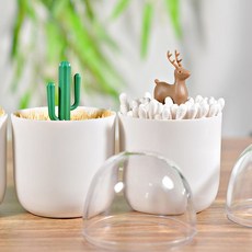 예쁜 북유럽 면봉케이스 이쑤시개통 화장솜케이스 다용도 보관함, 면봉통(사슴), 1개